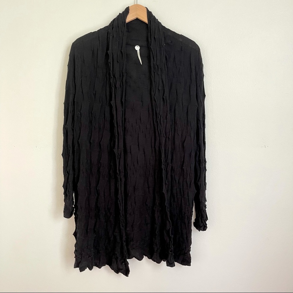 Margaret O’Leary long black cotton cardigan with texture